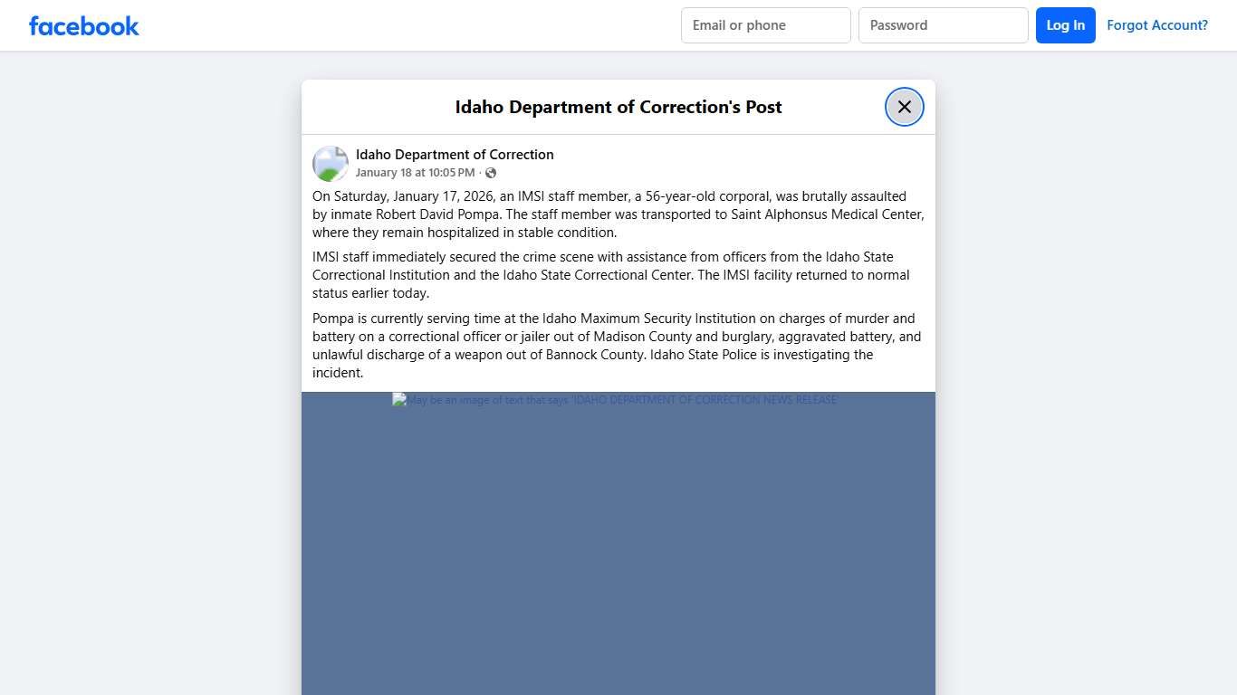 On Saturday, January 17,... - Idaho Department of Correction Facebook